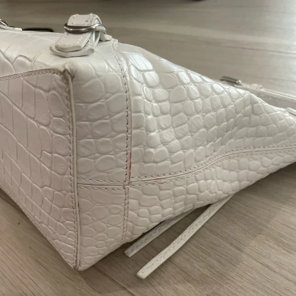 Balenciaga Neo Classic Hobo Crocodile Embossed Leather XS White - Picture 7 of 16